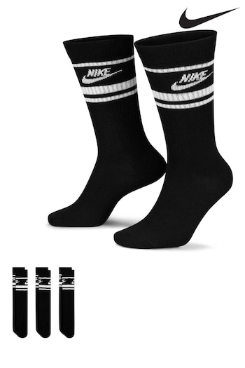 Nike Black Sportswear Everyday Essential White Crew Socks 3 Pack (273114) | £17