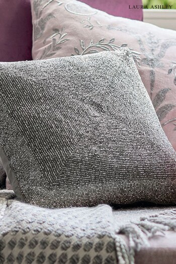 Laura Ashley Silver Square Beaded Cushion (273308) | £35