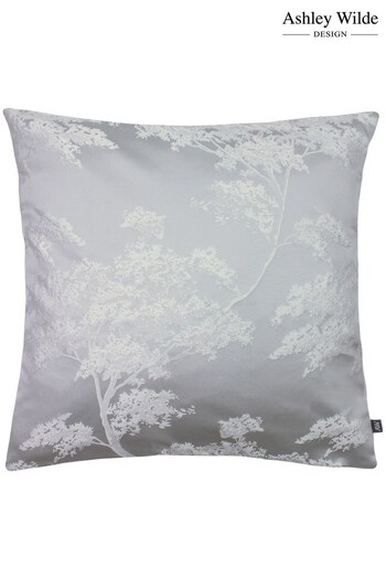 Ashley Wilde Silver Grey Japonica Jacquard Feather Filled Cushion (273369) | £30