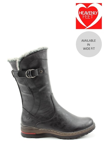 Heavenly Feet Bramble Black Casual Mid-Calf Boots (273788) | £55