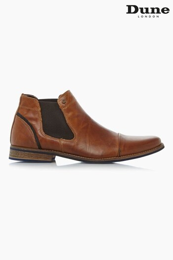 Dune London Brown Chili Leather Toecap Detail Chelsea plus Boots (273913) | £120