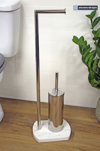 Showerdrape White Octavia Toilet Roll & Toilet Brush Holder (274623) | £71