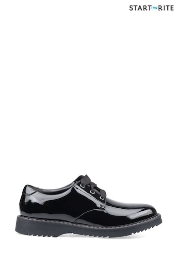 Start-Rite Impact Lace Up Black Leather School amortiguaci Shoes Wide Fit (275433) | £60