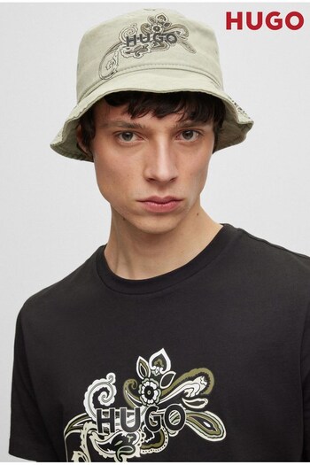 HUGO Cotton-Twill Bucket Hat With Logo And Paisley Motif (275518) | £45