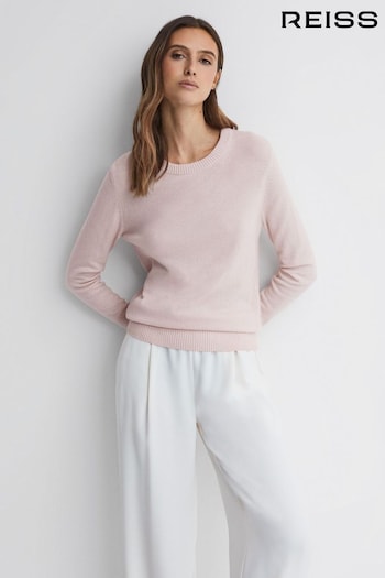 Reiss Light Pink Addison Wool Blend Crew Neck Jumper (275876) | £98