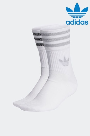 adidas Grey/White Originals Mid-Cut Glitter Crew Socks 2 Pairs (276008) | £13