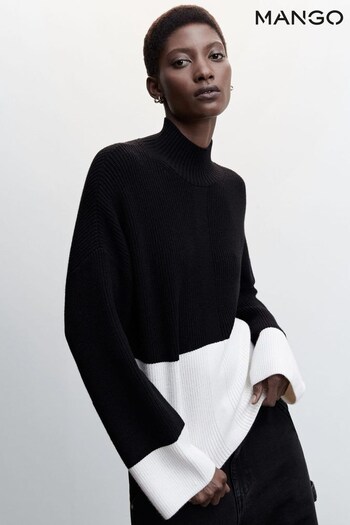 Mango Black Bicolour High Collar Sweater (276799) | £36