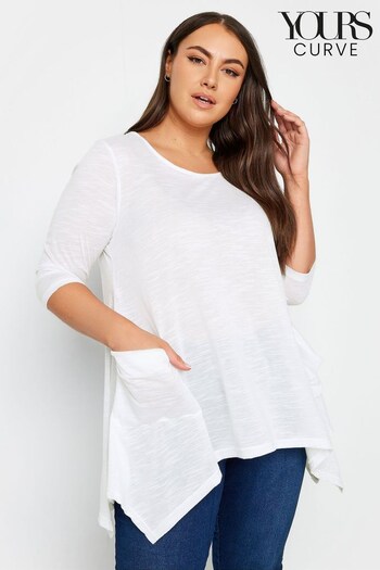 Yours Curve White Knitted Pocket Top (277004) | £22