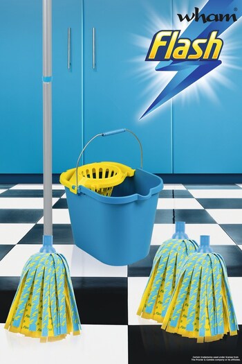 Wham Blue Flash Lightning Mop With 2 Mop Head Refills And Mop Bucket (277133) | £23