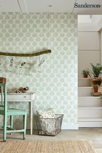 Sanderson Home Green Lyme Leaf Wallpaper Paste The Wall (277134) | £49