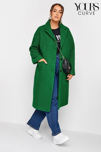 Yours Curve Green Curly Boucle Coat (277172) | £75
