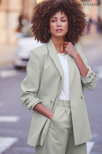 Sosandar Green Relaxed Fit Double Breasted Blazer (277517) | £85