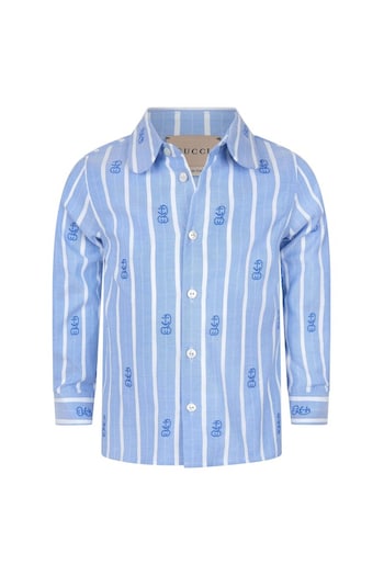 Baby Boys Blue Cotton Shirt (278034) | £130