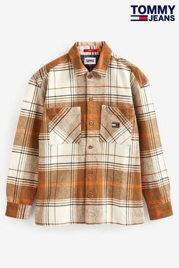 Tommy usa Jeans Check Brown Overshirt (278373) | £80