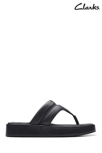 Clarks Black Leather Alda Walk Sandals (278453) | £70