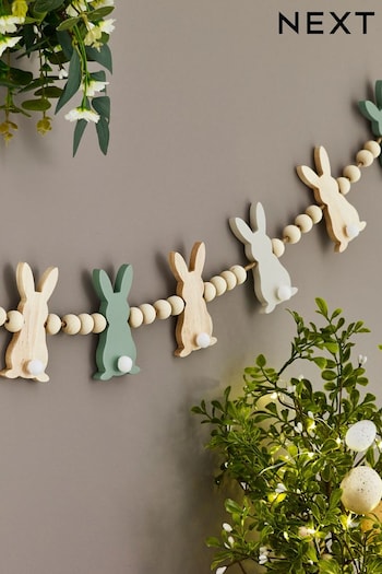 Natural Easter Bunny Wooden Bunting (279056) | £12