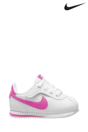 Nike White/Pink Infant Cortez EasyOn Trainers (279332) | £38