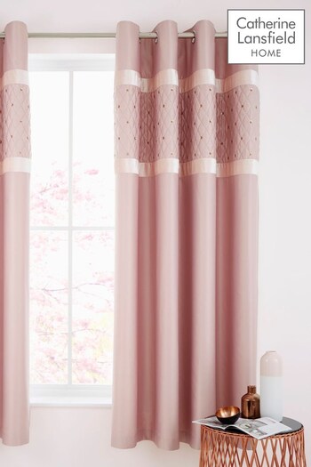 Catherine Lansfield Pink Sequin Cluster Eyelet Curtains (279487) | £70 - £75