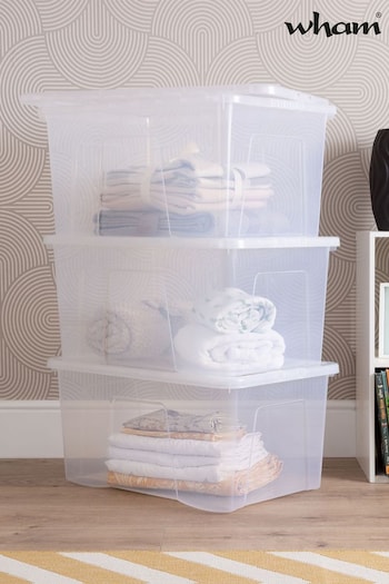 Wham Set of 3 Clear Crystal 60L Storage Boxes and Lids (279527) | £28