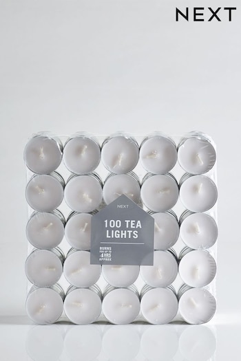 White 100 Unscented Tealight Candles (279590) | £9