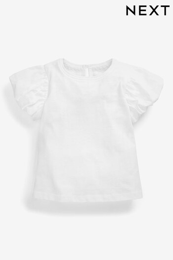 White Cotton Puff Sleeve T-Shirt (3mths-7yrs) (279626) | £4 - £6