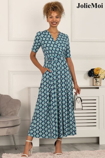 Jolie Moi Green Paislyn Pleat Jersey Maxi Dress (279715) | £85