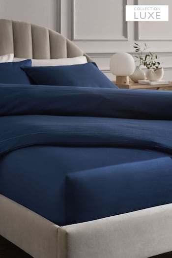 Navy 300 Thread Count Collection Luxe Deep Fitted Sheet (280000) | £22 - £35
