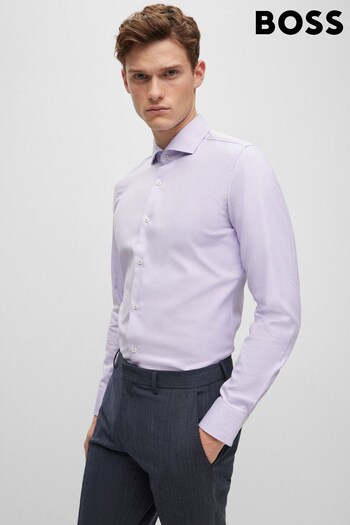 BOSS Purple Stretch Cotton Twill Easy Iron Long Sleeve Shirt (280040) | £99