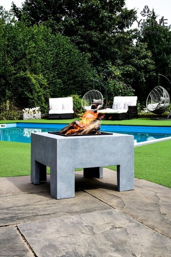 Ivyline Grey Garden Square Fire Pit and Console (280162) | £280