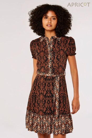 Apricot Red Ikat Tile and Tapestry Shirt Dress (280486) | £35