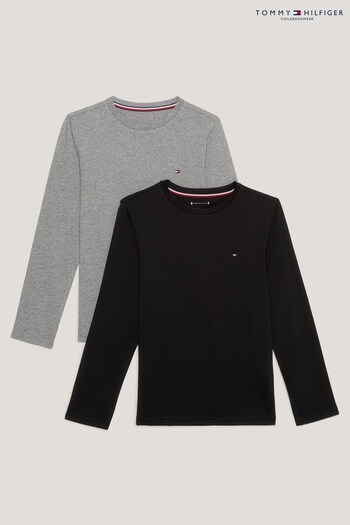 Tommy Navy Hilfiger Original Grey Long Sleeve T-Shirt 2 Pack (280568) | £36