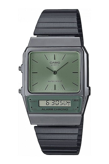 Casio 'Collection' Black and silver and Green Stainless Steel Quartz Watch (280990) | £65