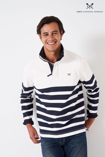 Crew Clothing Company Stripe Cotton Classic White Sweatshirt (281463) | £69