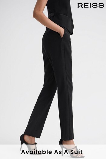 Reiss Black Alia Slim Fit Satin Stripe Suit Trousers (281938) | £168