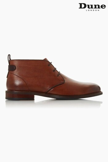 Dune London Marching Brown Leather Lace-Up Chukka Boots (281943) | £130