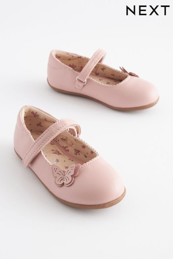 Pink Wide Fit (G) Butterfly Mary Jane Shoes (281977) | £18 - £20