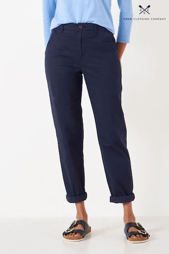 Crew Clothing silver Company Navy Blue Cotton Fitted Trousers (282205) | £49