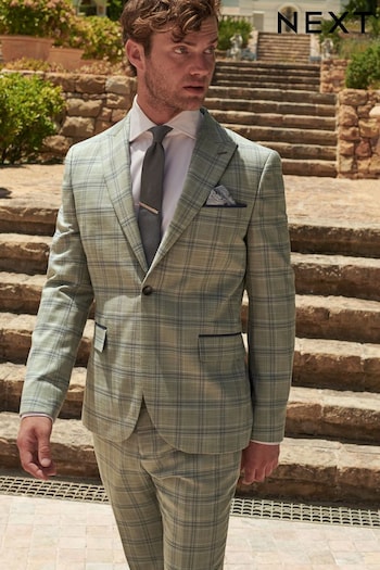 Green Skinny Fit Trimmed Check Suit: Jacket (282486) | £99
