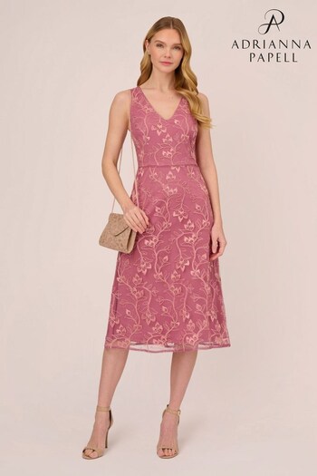 Adrianna Papell Pink Studio Floral Sequin Embroidery Dress (282632) | £159