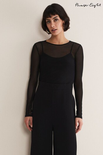 Phase Eight Eleena Black Mesh Black Top (282785) | £45