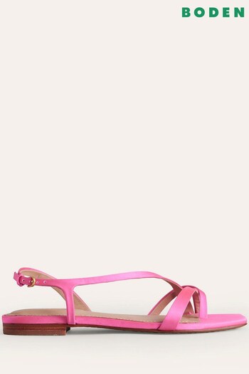 Boden Pink Satin Toe Loop Flat Sandals (282889) | £85