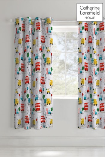 Catherine Lansfield White Transport Eyelet Curtains (283058) | £40