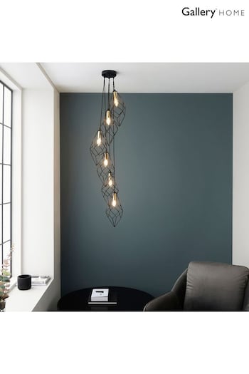 Gallery Home Black and Gold Jackson 6 Bulb Pendant Ceiling Light (283249) | £166