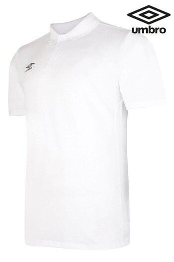 Umbro White Chrome Club Essential lace-up Polo Shirt (283478) | £20
