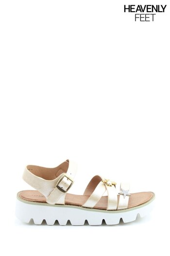 Heavenly Feet Ladies Gold Vegan Friendly Comfort Sandals (283933) | £45