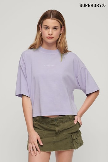 Superdry Purple Micro Logo Embroidered Boxy T-Shirt (283969) | £30