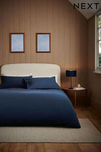 Navy 100% Cotton Supersoft Brushed Plain Duvet Cover And Pillowcase Set (284348) | £28 - £58