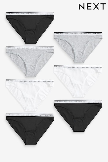 Monochrome High Leg Cotton Rich Logo Knickers 7 Pack (284425) | £26