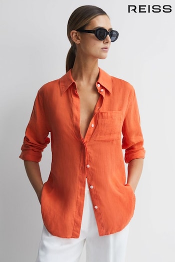 Reiss Orange Campbell Linen Long Sleeve Shirt (284643) | £98