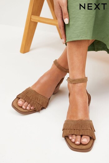 Tan Brown Forever Comfort® Fringe Heeled Sandals (284717) | £49